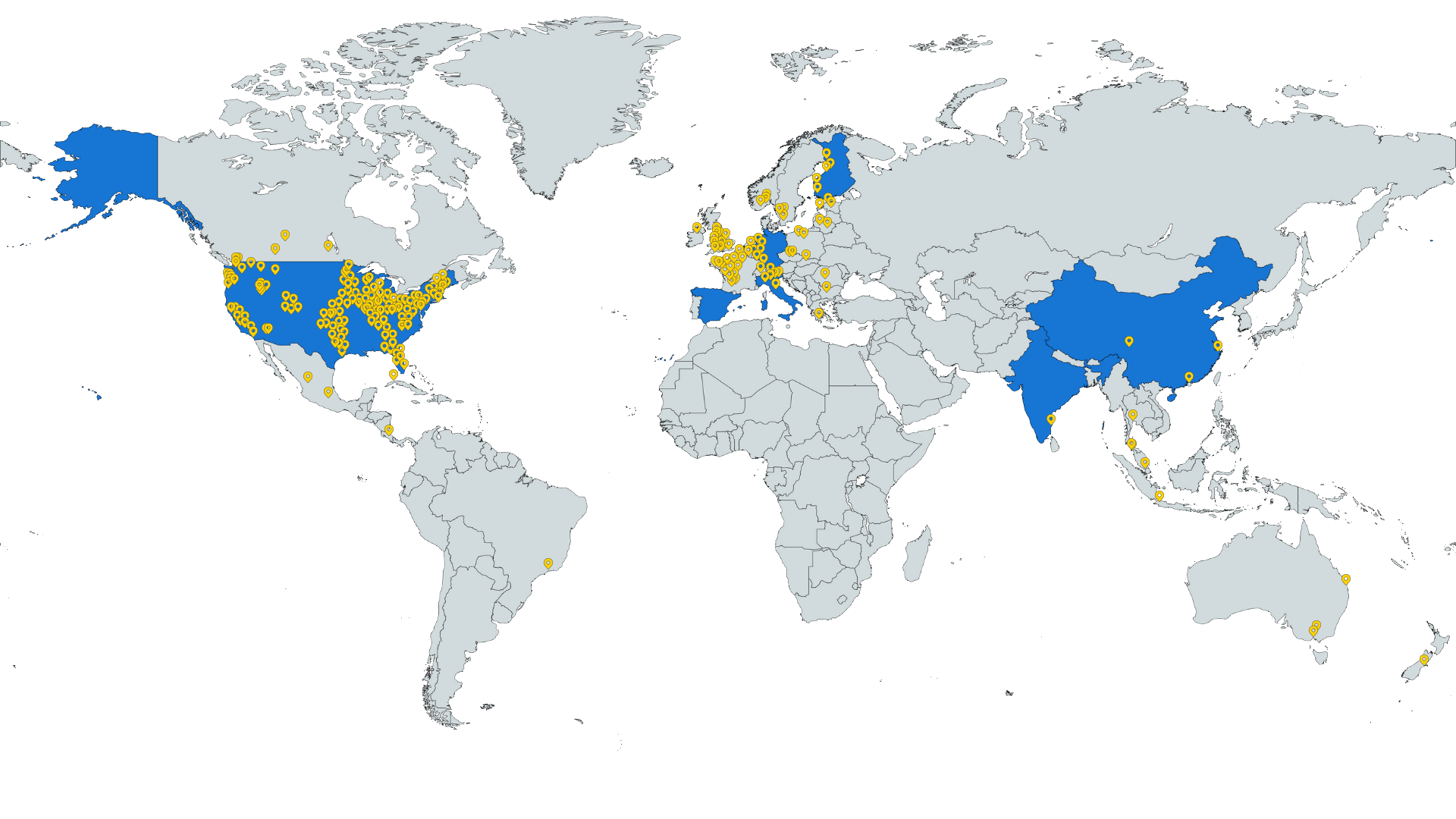 CalcuQuote World Map customer locations and customer locations_small size_transparent bg